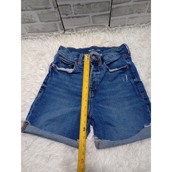 OLD NAVY Sky Hi Extra High Rise Raw Hem Button Fly Denim Shorts Sz 4 - Picture 4 of 12
